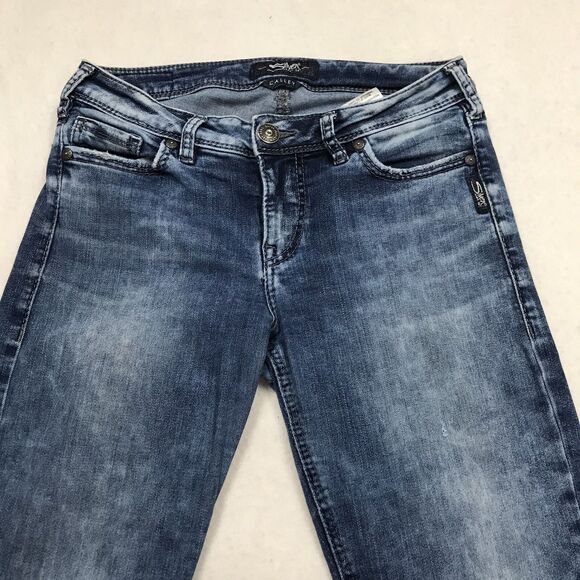 SILVER Calley Boot Jean Women 28x31 Acid Wash Denim Blue Coastal Cowgirl Boho - Picture 3 of 16